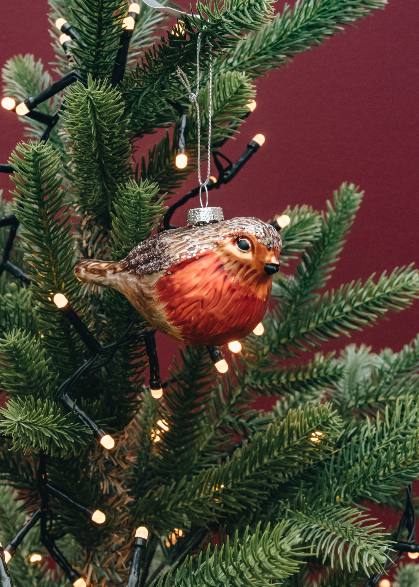 Gisela Graham Painted Glass Robin Decoration