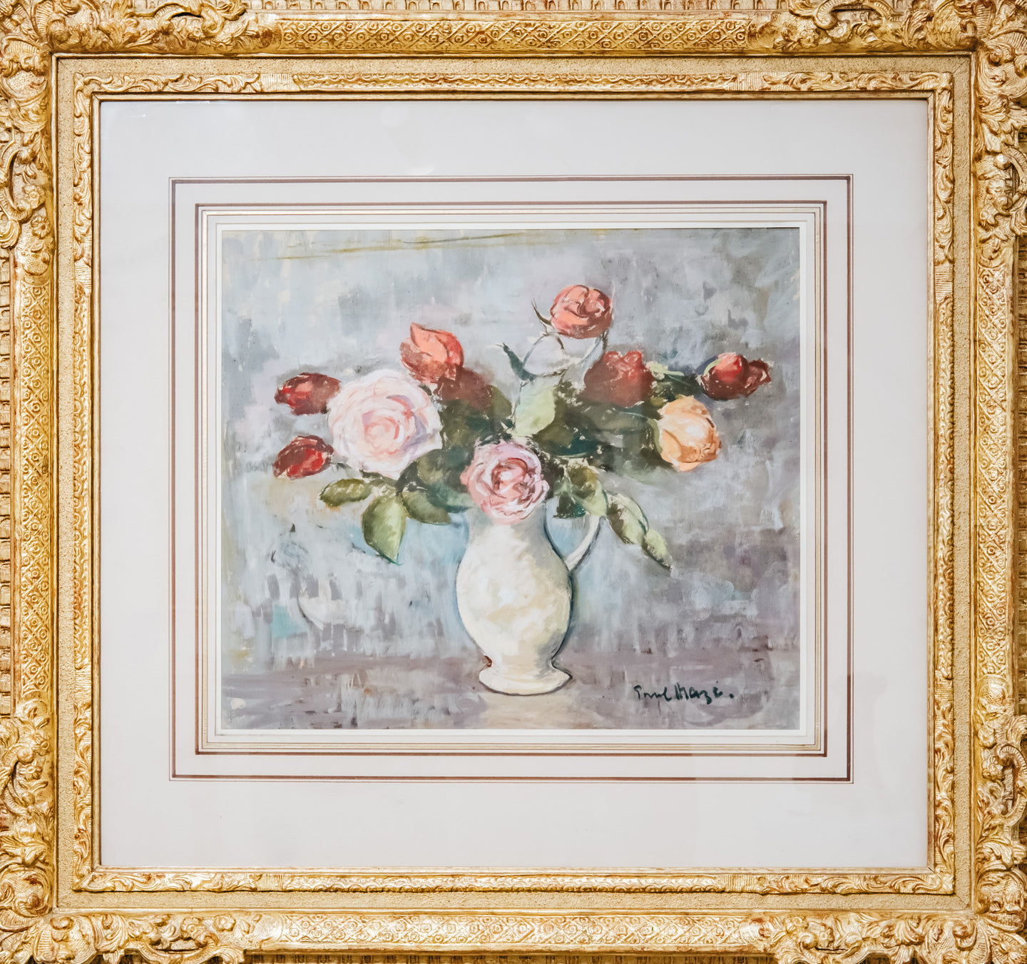 Vintage Artwork Ewer and Roses 