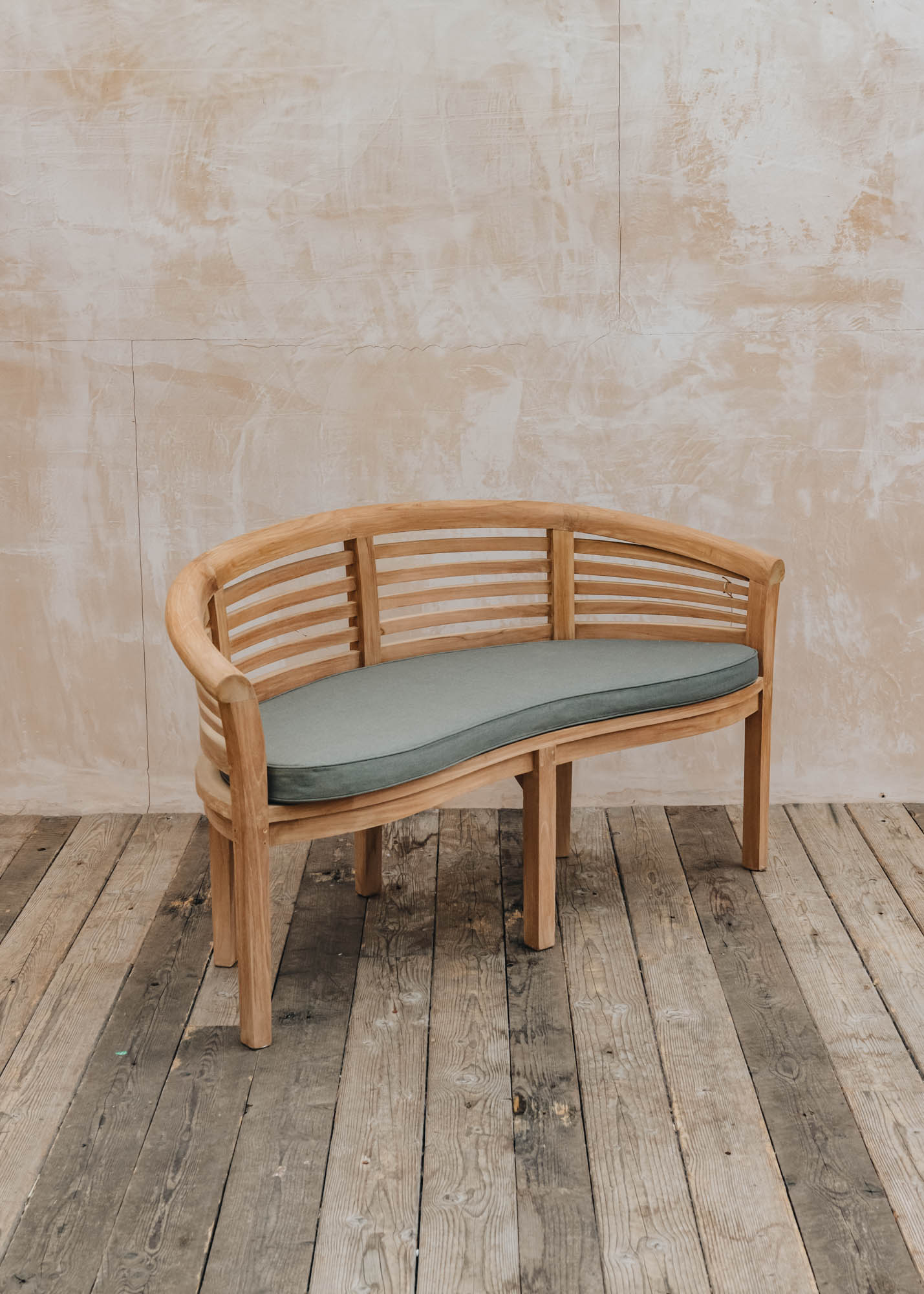 Bramblecrest Pimlico Banana Teak Bench with Taupe Cushion Burford Garden Co