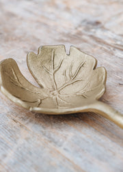 Nkuku Prakriti Leaf Brushed Gold Salad Servers