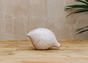 Pecking Ceramic Quail in White Spotted Mauve