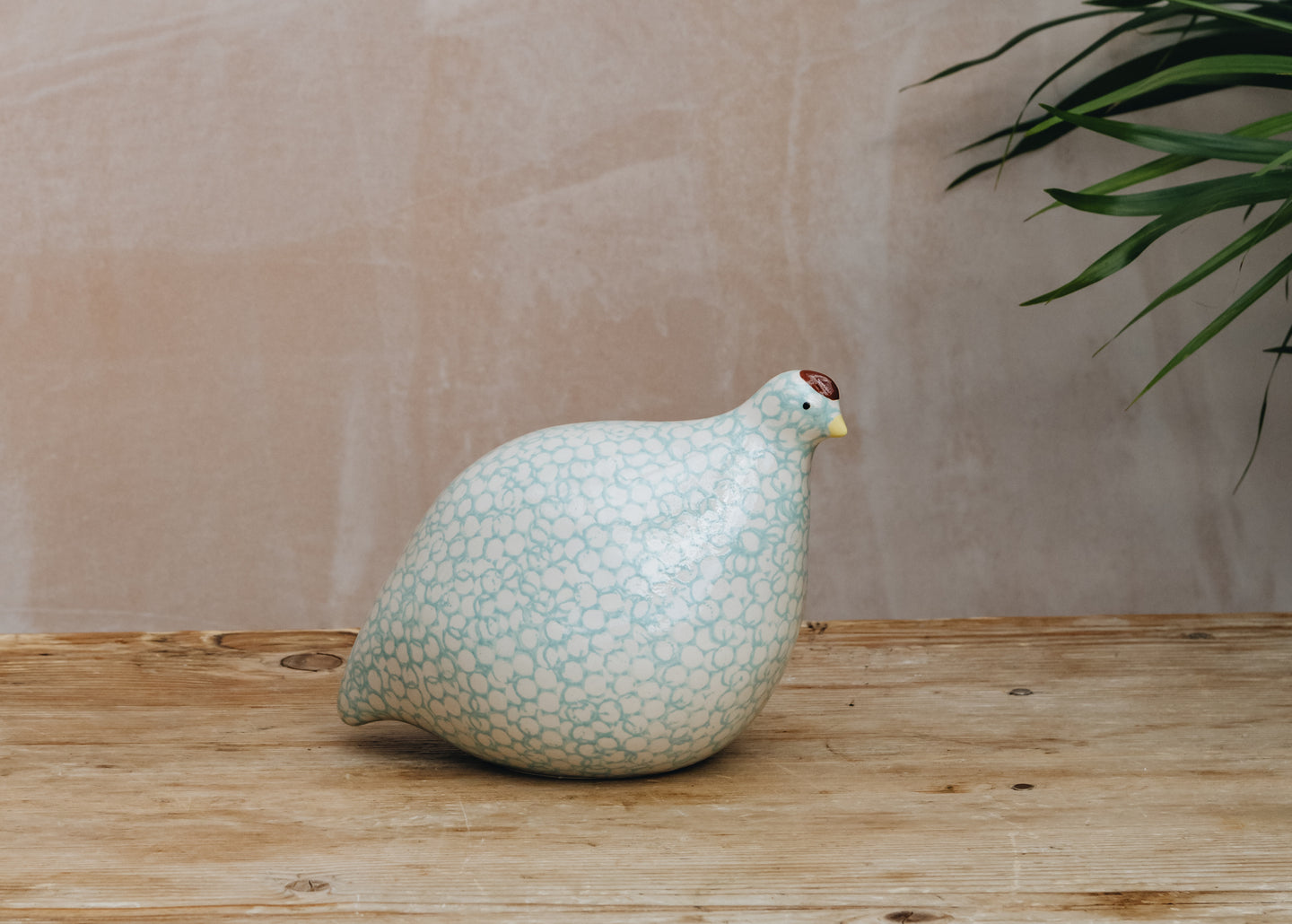 Grand Illusions Ceramic Quail in White Spotted Turquoise