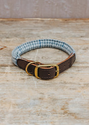 Rolled Tweed Dog Collar in Denim