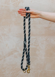 Wool Rope Lead in Charcoal and Silver Grey