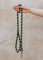 Wool Rope Lead in Olive and Silver Grey