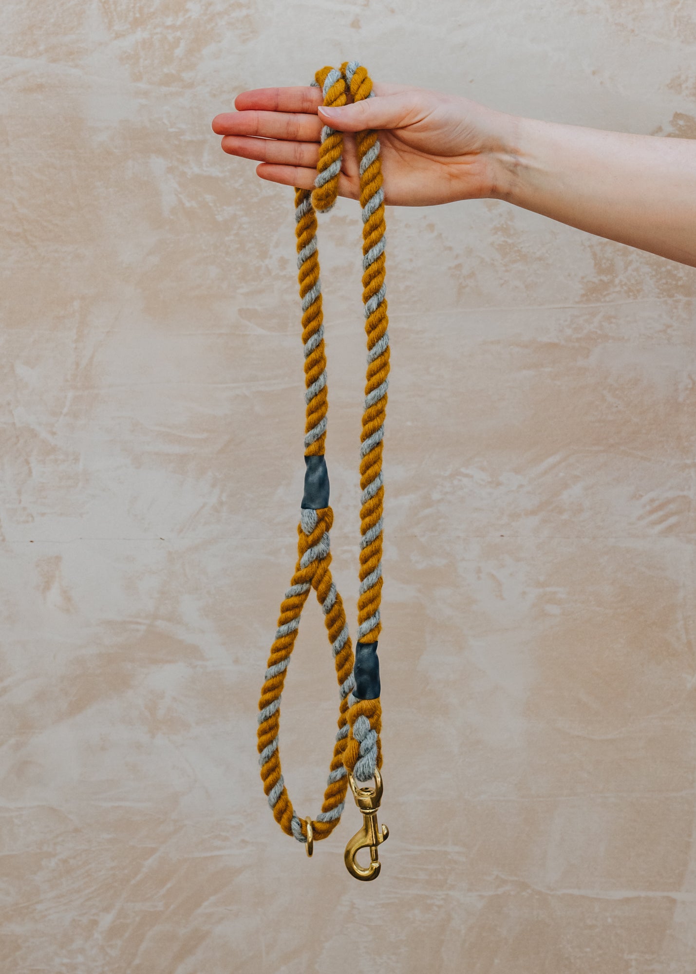 Barbour Wool Rope Lead in Mustard and Silver Grey