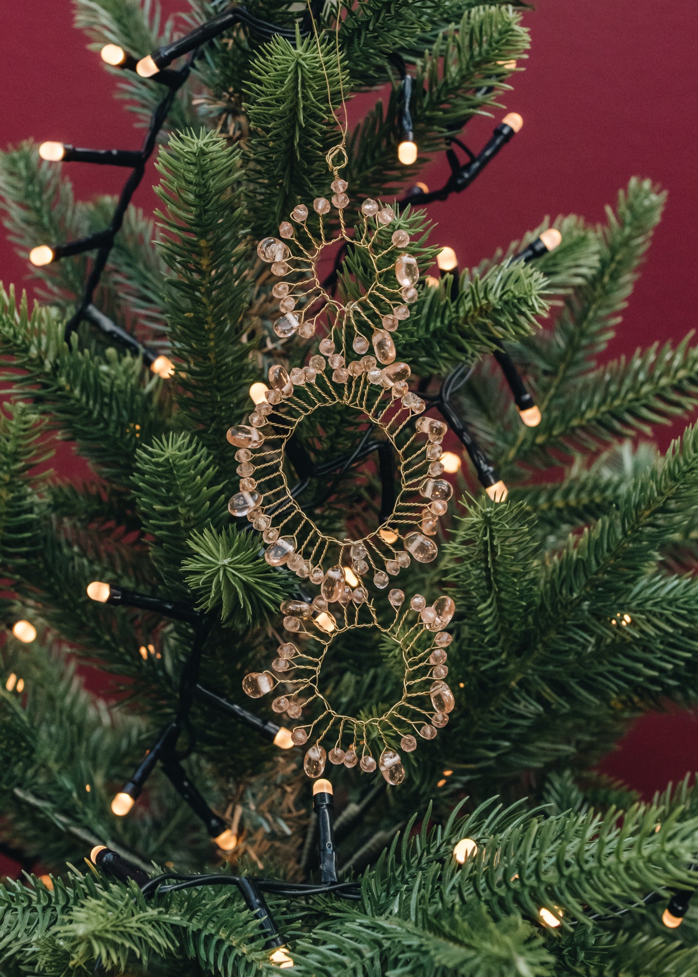 Mio Hoop Beaded Ornament in Champagne