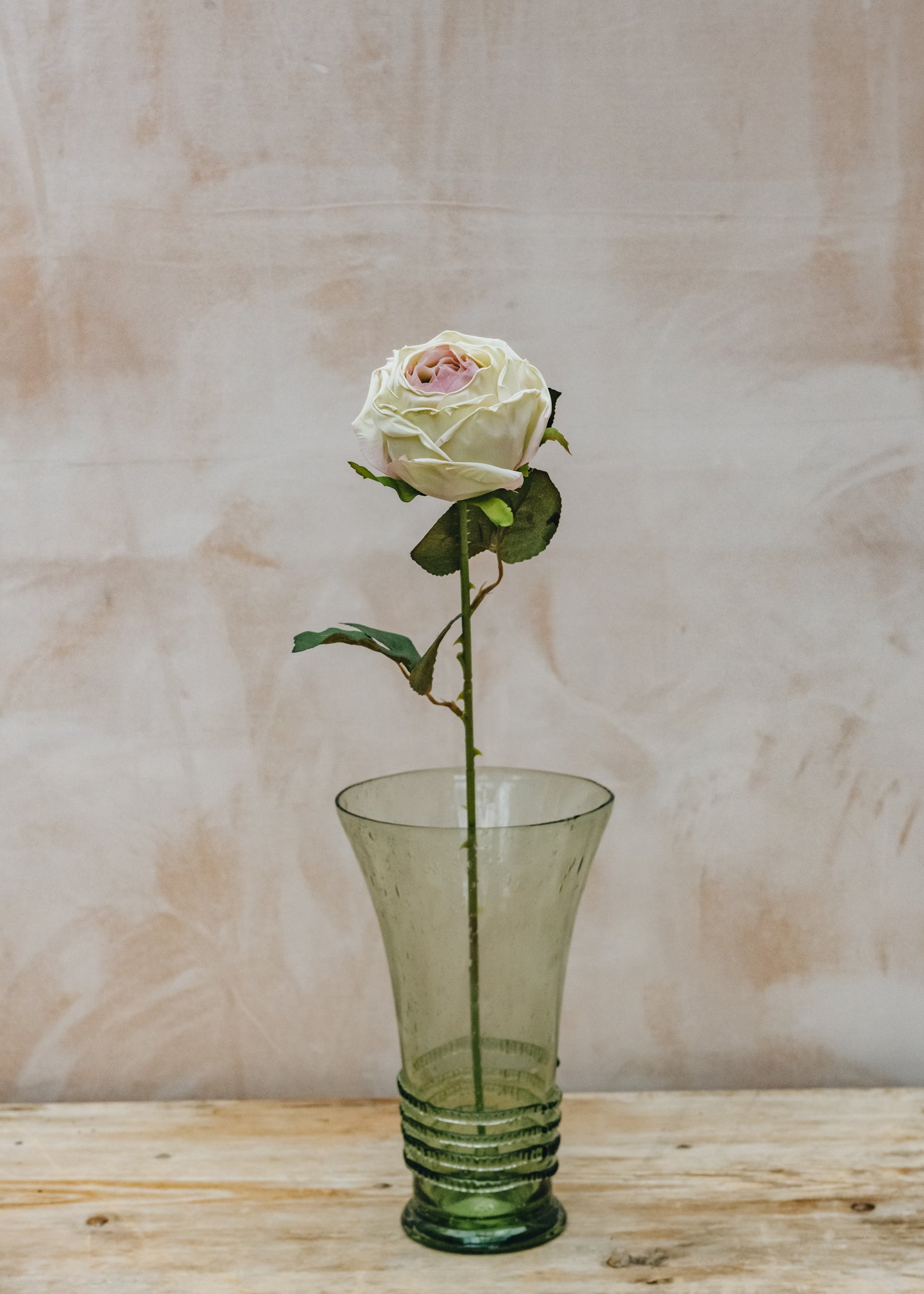 Artificial Single Rose in White and Purple