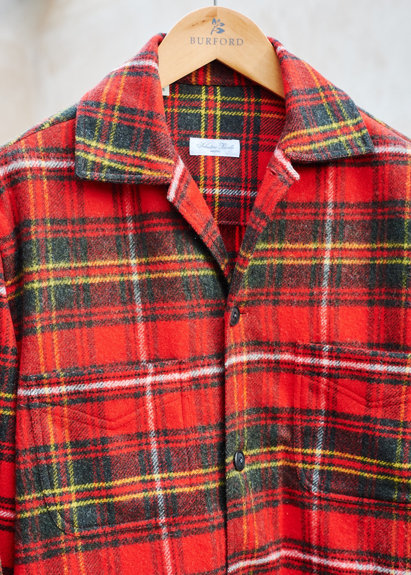 Kenny Ryder Salvatore Piccolo Handmade Red Checked Wool Shirt/Jacket - XS/S