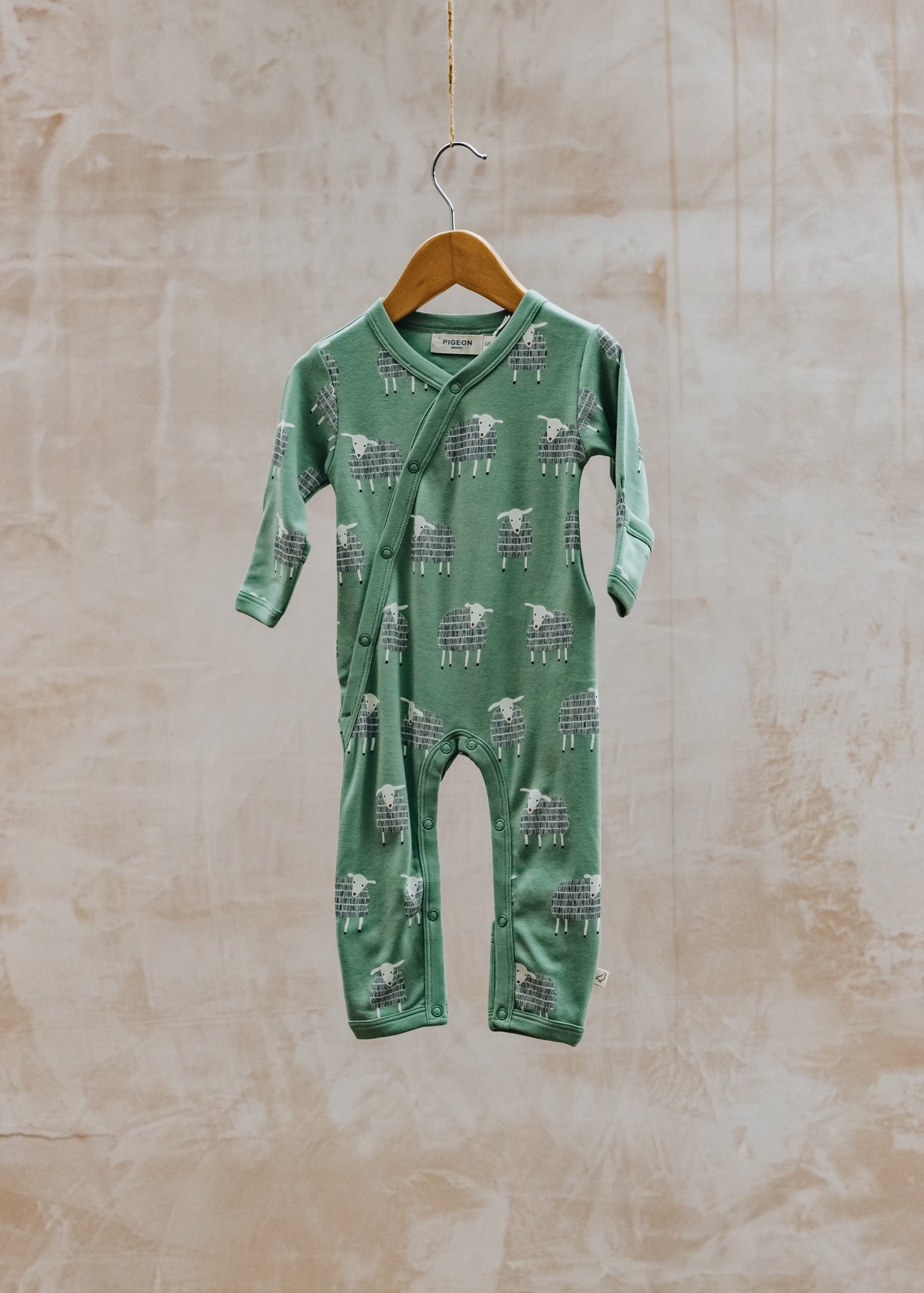 Pigeon Organics Babies' Sheep Kimono Romper in Basil