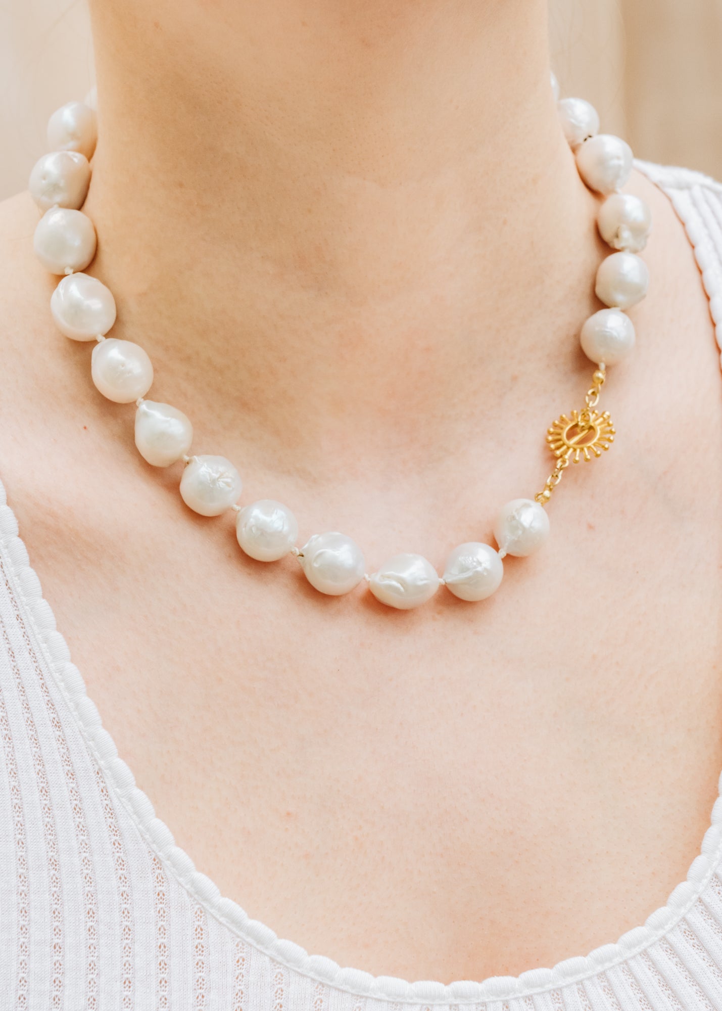 Short Pearl Baroque Sunburst Necklace