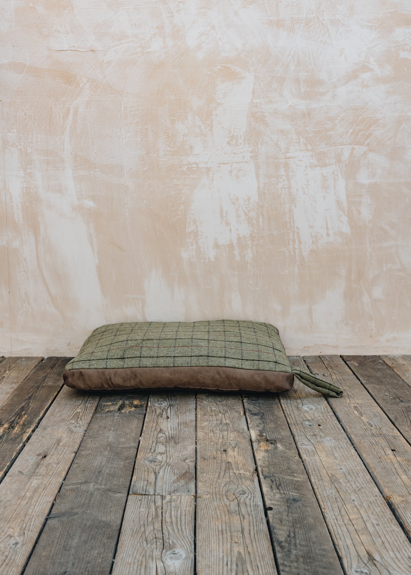 Barbour Tweed Small Dog Bed with Suede Base in Light Chocolate, 49x72cm