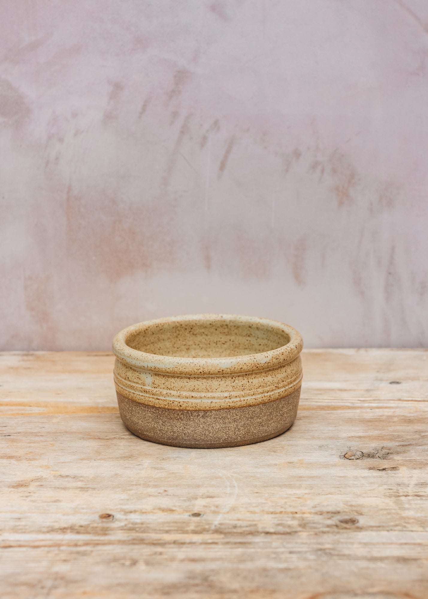 Stoneware Small Round Rimmed Dog Bowl