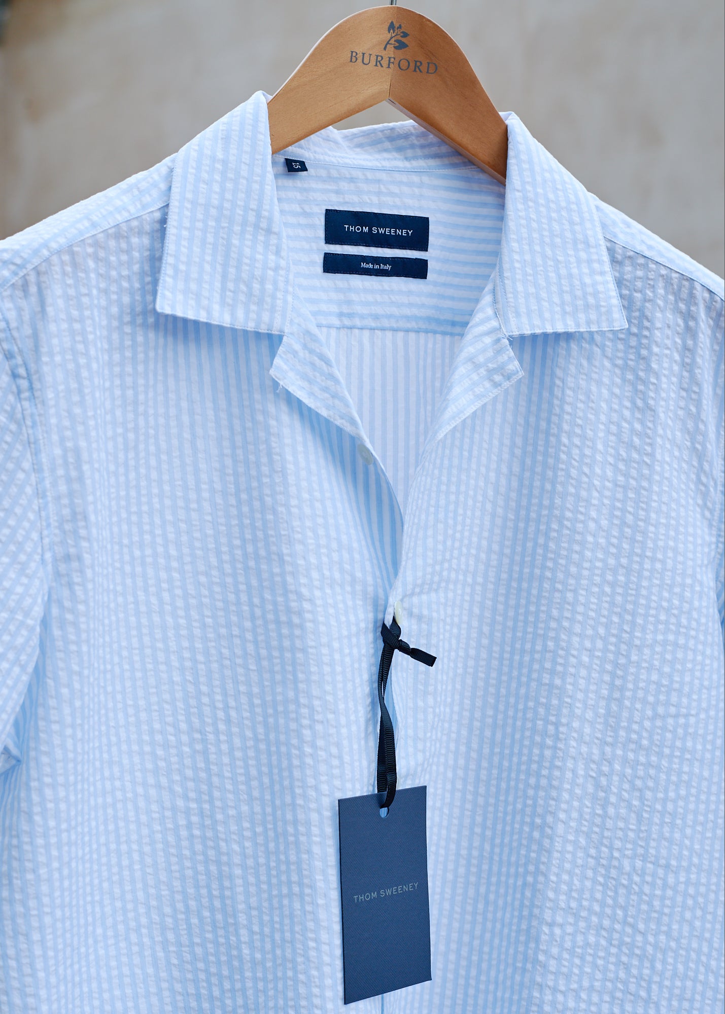 Thom Sweeney NEW Cotton Seersucker Striped Resort Shirt/ S