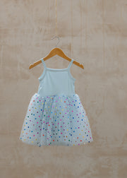 Bob & Blossom Tutu Dress in Sky Spot