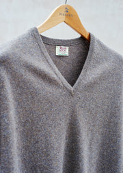 William Lockie Taupe 100% Geelong Lambswool V-Neck Jumper - L